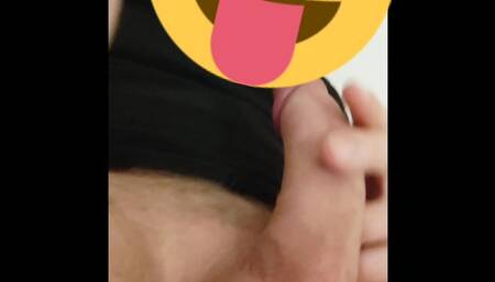 Glacing my black t-shirt with white creamy cum