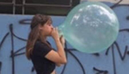 Katie Blows to Pop a Soapy 16" Gemar Balloon