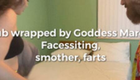 Sub wrapped: facesitting, farts and smothered by Goddess Marcy