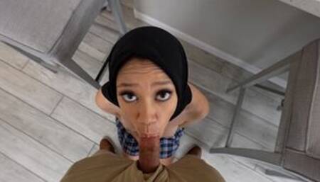 Big tits Arab teen fell on her knees