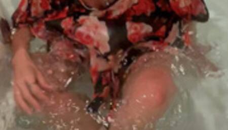 Carissa in the spanish dress masturbating in the bathtub underwater