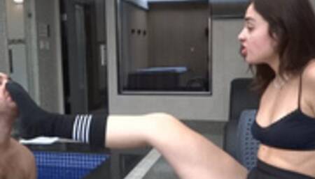 SNIFF MY SEWTTY FEET AND SOCKS AND WORSHIP MY FEET