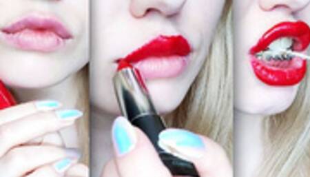 Blonde and red lipstick 720p