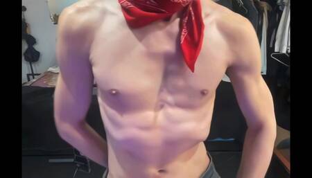 Blonde twink jacks off hung cock