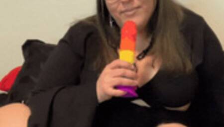 BBW Goth Girlfriend Cums HARD on dildo