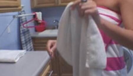 Young Tiana Just Folding Towels Till She Jerks Big Black Cock! (wmv)