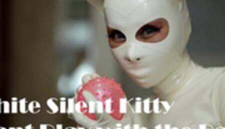 White Silent Kitty Want Play with the Balls