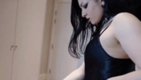 The latex gimp: shining, sucking and anal play prostate orgasm