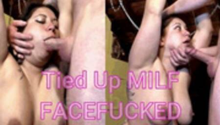 MILF Ellie Boulder tied up and bound by hands and Facefucked