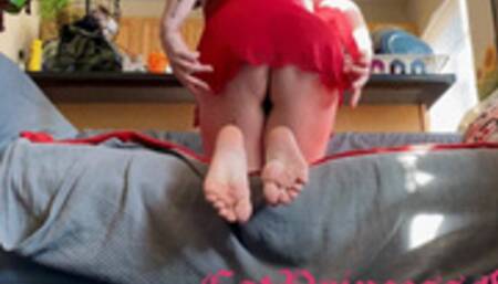 Watch my soles and ass from beneath me, milf lingerie tease, foot fetish