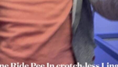 Plane ride Pee in crotchless lingerie
