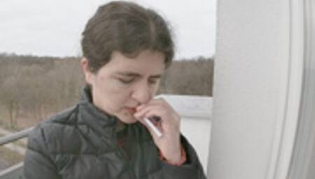 Smoking, spitting, red lips