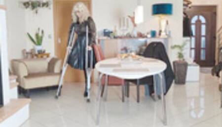 Crutching with a high heel boot