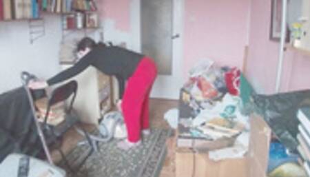 Cleaning cluttered room