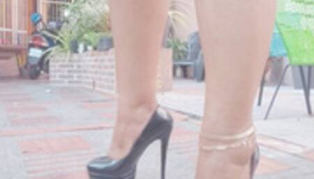 Ebony Goddess in Black pumps by Balbina