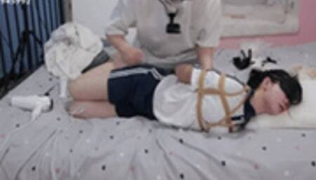 XY72 - school uniform girl tickle bondage with one ponytail