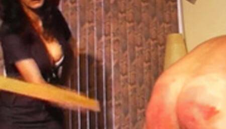 WOODEN RULER ON ARSE - MISTRESS EVIL & SLAVE luis - MP4 Clip
