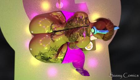 Big Ass Dancer Rides Huge Dildo on stage - Anal 3D Animation