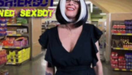 Cashierbot Turned Sexbot-Robot-Fembot-blank stares- freeze- humor- transformation- sci fi-