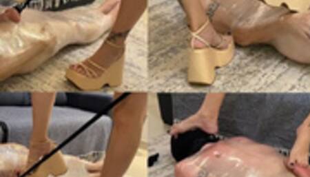 The most hard mummified ballbusting with wedge spikes platform!