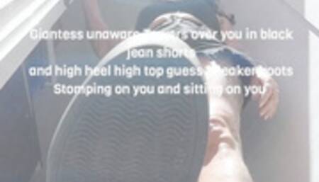 Giantess unaware Towers over you in black