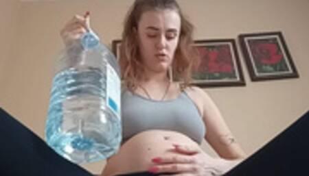 beautiful girl decided to burst like a balloon from overeating water! PART2