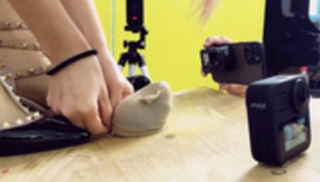 LCT058f [Side view] 4 High Heels SW Wheel Pedal CBT Pants Spit 2Fe XiaoG Crush cock High heel friction ejaculation f