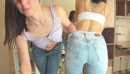 TEasing her pussy under panty