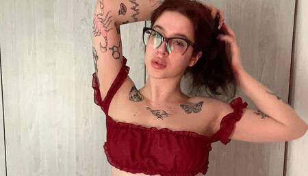 Hot dark tattooed waitress