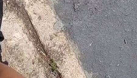 Giantess unaware in black jean shorts and guess high heeled hightop sneakers Giantess Lolas Dirty Sweaty Soles Socks&Sneakers after a walk on a sweltering hot day Toe Knuckle Cracking Foot Fetish Voyeurism cam