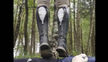 Bet if she could make me say stop by jumping on my cock, balls and stomach in riding boots