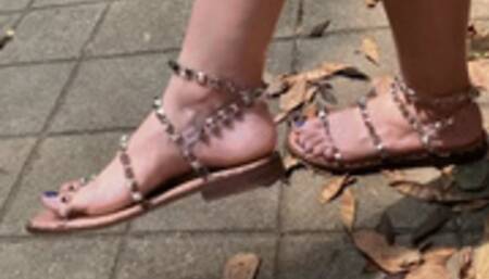 MISTRESS MYRA - OUTDOOR CRUSHING & TRAMPLING LEAVES with FASHION SANDALS (1080 HD)
