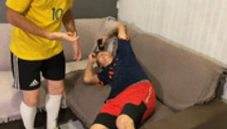 2 Football Players Bound Naked And A Leather Tickling Spanking Master