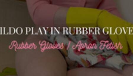 Dildo Play in Rubber Gloves Apron Fetish