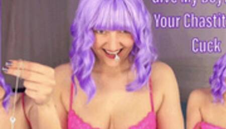 Give My Boyfriend Your Chastity Key Cuck - Cuckolding Femdom POV with Brat Mistress Mystique - MP4