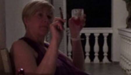 Mistresses Teasing Balcony Cigar POV at Dusk