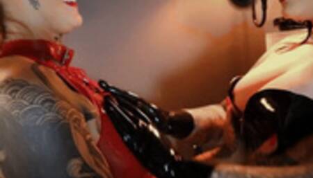 Latex shining and face sitting with our rubber slut - [720p]