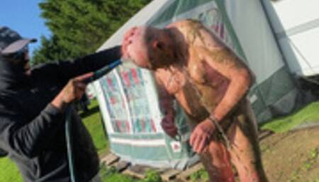 Hosing down a filthy mud pig with some public humiliation fantasy - Master Bex - MP4 SD