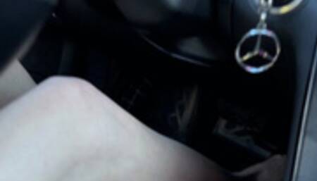 a sexy girl in high heels got stuck in the snow in a car, she tried to push her out, it didn’t work out and she began to freeze alone in the forest in a small short dress and barefoot