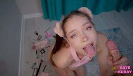 step sis to make up for a party and decided to practice blowjob.