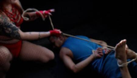 Completely beaten and tied up