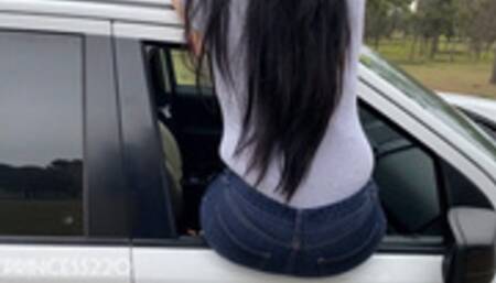 pissing on top of the car