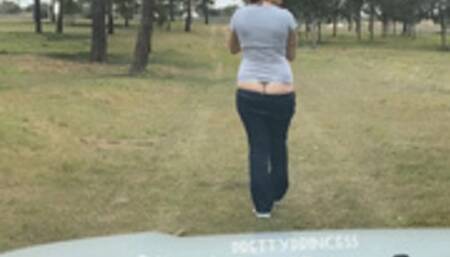 butt crack in the puclic forest