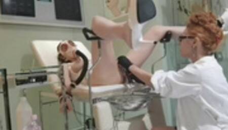 Pinched Pussy Electric Teasing on Gyno bench Role play game 720p