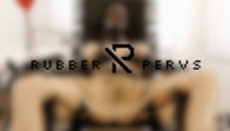 Rubberslut in the clinic masturbates with big dildo and deepthroats