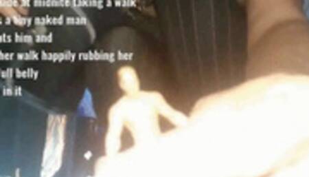 Giantess Milf Midnite Vore shes outside at midnite taking a walk and finds a tiny naked man so she eats him and finishes her walk happily rubbing her bloated full belly with him in it mkv