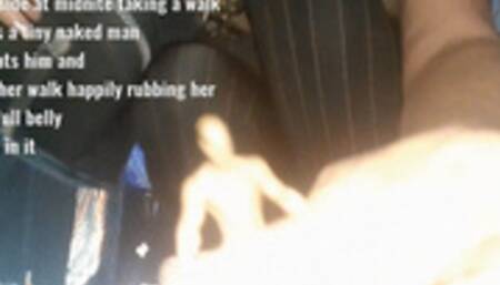 Giantess Milf Midnite Vore shes outside at midnite taking a walk and finds a tiny naked man so she eats him and finishes her walk happily rubbing her bloated full belly with him in it