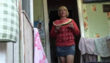 The stranger eats my watermelon