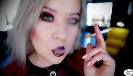 Two close-up Lucky Strikes with glossy bordeaux lips [1080p, mp4]