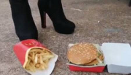 fast food crushed under boots